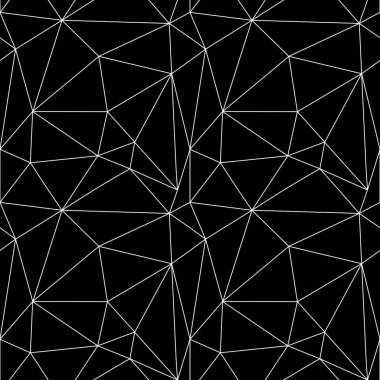 Soyut geometrik siyah beyaz Dikişsiz desen üçgen. Siyah bir zemin üzerine beyaz ince çizgiler. Vektör eps10.