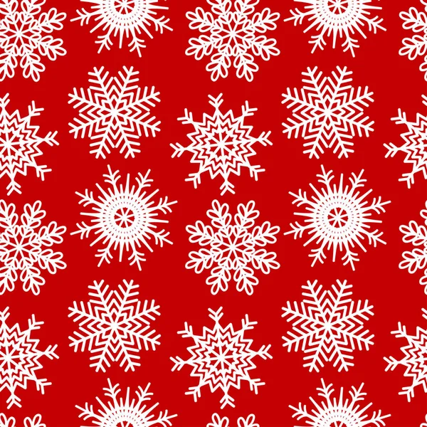 Patrón sin costuras de Navidad vector de diferentes copos de nieve blancos sobre un fondo rojo oscuro. Eps 10 . Vectores De Stock Sin Royalties Gratis