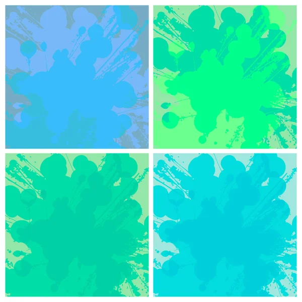 Uppsättning abstrakta bakgrunder med blotting och repor i färgerna blå, grön och akvamarin. Vector eps10. — Stock vektor