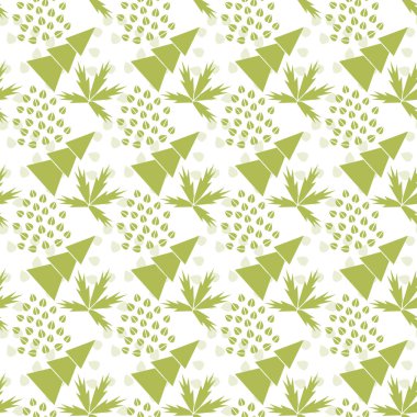 Vektör yeşil şematik ağaçlar üzerinde beyaz bir arka plan ile seamless modeli. EPS 10.