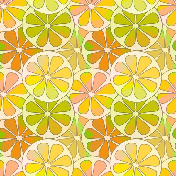 柑橘的无缝模式。绿色、 黄色、 橙色和红色的颜色。矢量 eps 10。选项 2. — 图库矢量图片