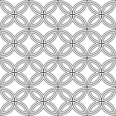 Soyut yaprakları sorunsuz siyah-beyaz desen. Beyaz arka plan. Vektör eps10.