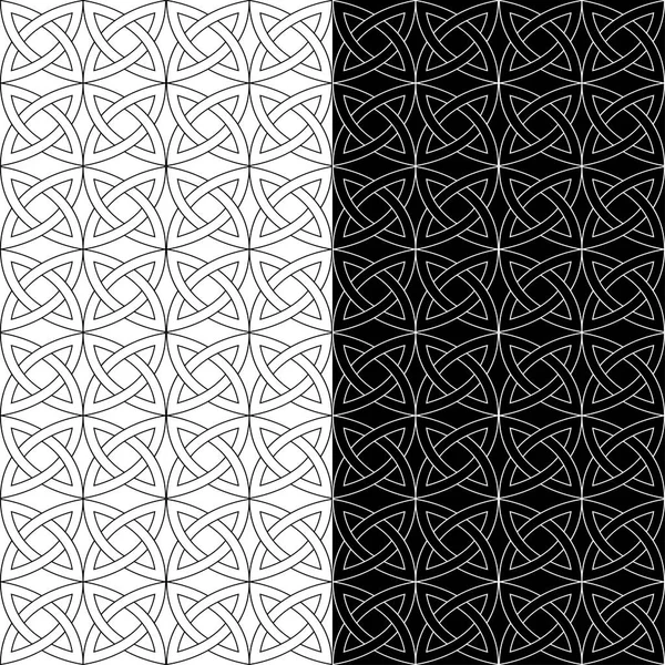 Conjunto de patrones abstractos en blanco y negro sin costura de enlaces de entrelazado. Vector eps 10 . Ilustraciones de stock libres de derechos