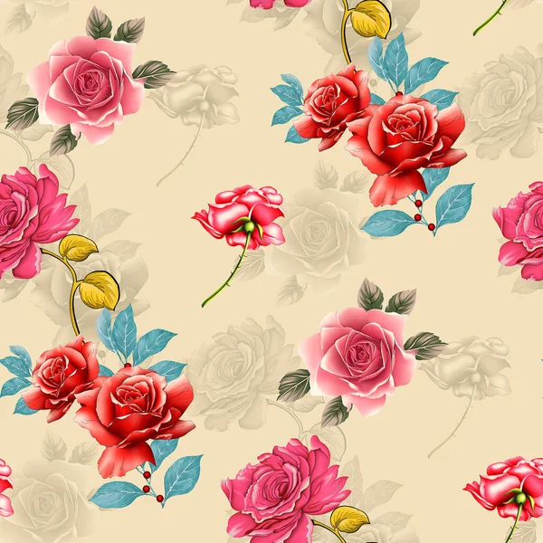 watercolor flower pattern,seamless vintage floral flower pattern with cream background