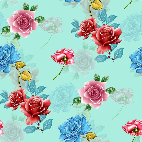 Akvarell Virág Minta Zökkenőmentes Évjárat Virágos Minta Háttérrel Jogdíjmentes Stock Fotók