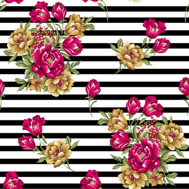 Geleneksel çiçek deseni. Kusursuz desenli çizgili arka plan.