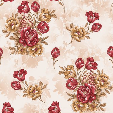 Geleneksel çiçek deseni. Siyah arka planda kusursuz desen.