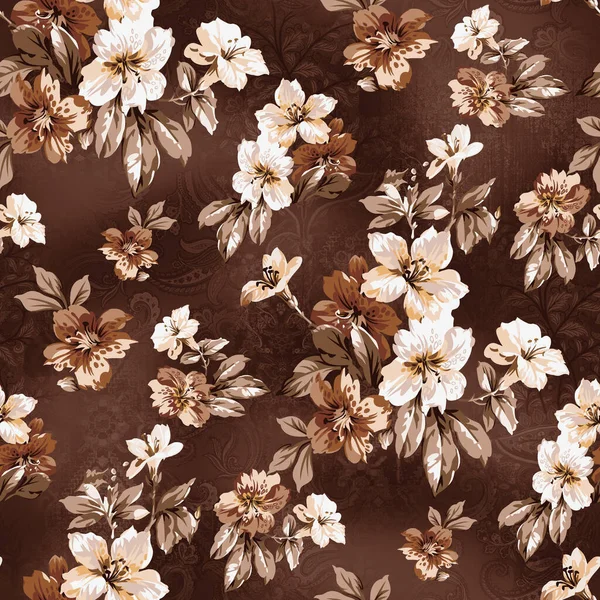 Zökkenőmentes Vágott Kis Évjárat Virág Háttér Zökkenőmentes Minta Háttér Textúra — Stock Fotó