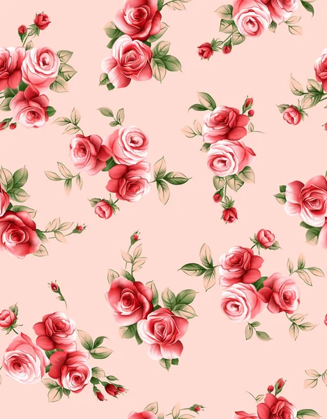 Hermosa Flor Rosa Patrón Floral Vintage Con Fondo — Foto de Stock