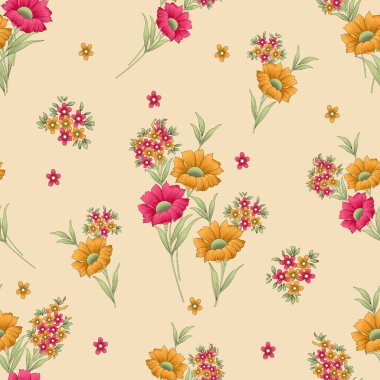 Krem kaplamalı güzel bir çiçek deseni.