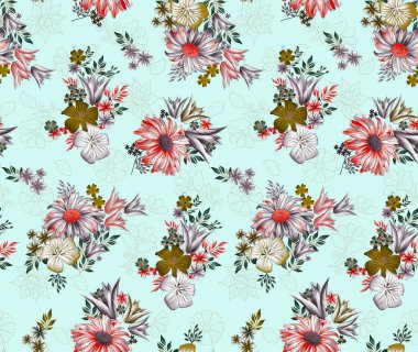 rama arkaplanlı suluboya çiçek deseni