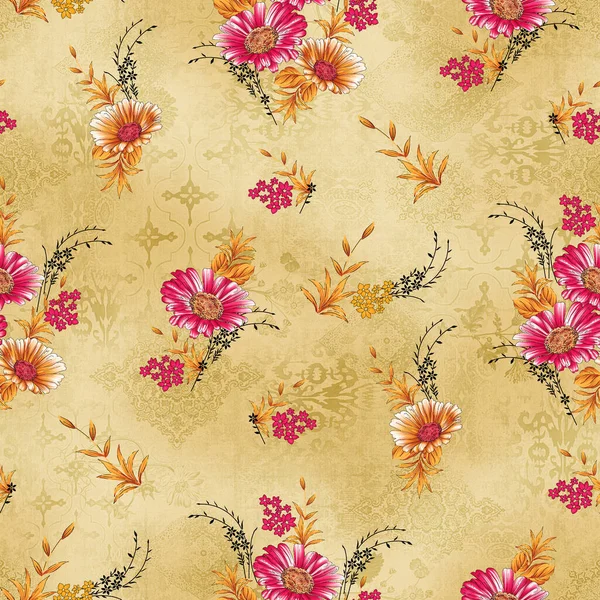 Classical Vintage Seamless Flower Pattern Cream Background — Stock Photo, Image