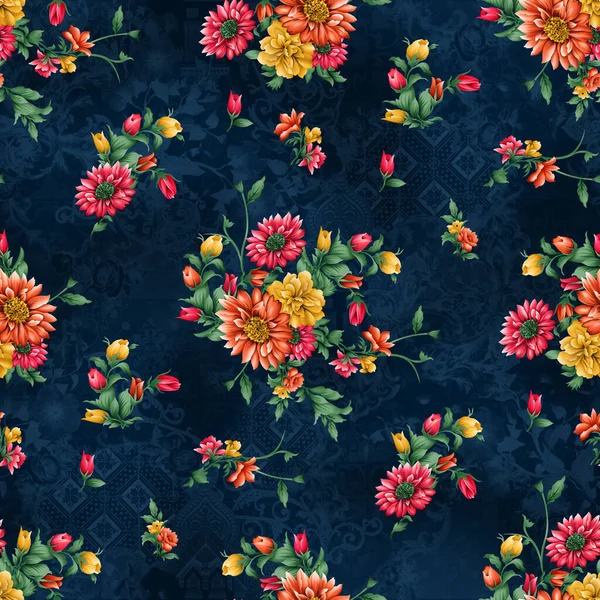 Красивый Цветок Акварели Голубом Фоне Текстуры — стоковое фото