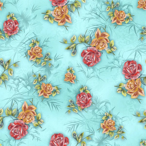 Gyönyörű Akvarell Virág Levelek Rama Elvont Geometrikus Textúra Háttér Stock Kép