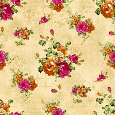 Güzel, pürüzsüz, krem arkaplanlı bir suluboya çiçek, dikişsiz desen, arka plan deseni, çiçek deseni, soyut geometrik arkaplan, klasik çiçek deseni, alçı desenli güzel tasarım.