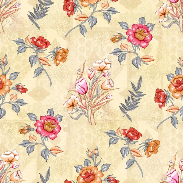 Classical vintage seamless Flower pattern with cream background.,seamless pattern,background texture,floral pattern,abstract geometric background,vintage flower pattern,beautiful design on allover pattern