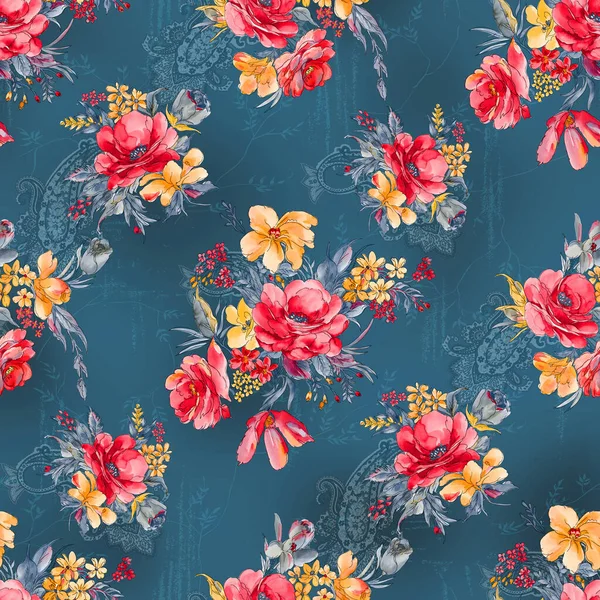 seamless cut watercolor flower with blue background,seamless pattern,background texture,floral pattern,abstract geometric background,vintage flower pattern,beautiful design on allover pattern