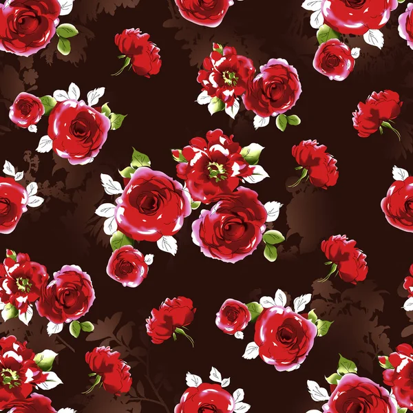 Seamless Cut Watercolor Red Flower Background Seamless Pattern Background Texture — Stock Photo, Image