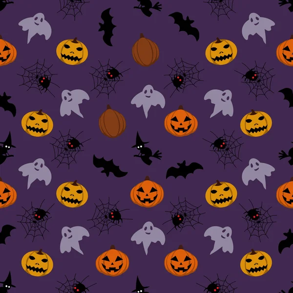 Naadloze halloween met paarse kleur — Stockvector