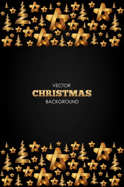 Eleganter Weihnachtlicher Hintergrund Mit Goldglänzenden Sternen Und Bäumen Ideal Für — Stockvektor