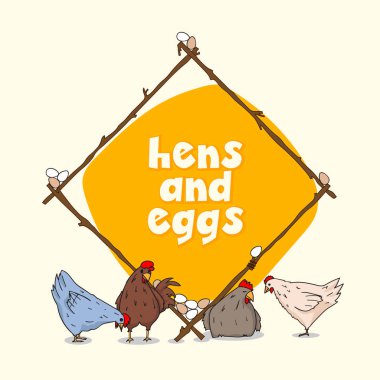 tavuk ve yumurta bir rhombus dalı şeklinde ile banner