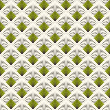 Art deco bir rhombus şeklinde yaprakları ile seamless modeli.