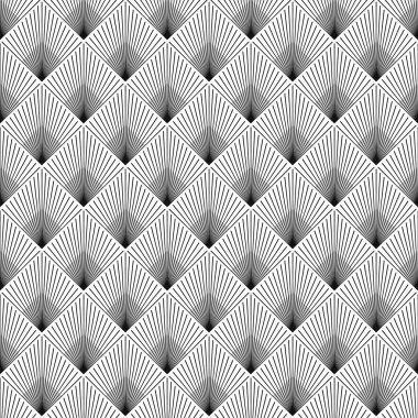 Art deco bir rhombus şeklinde yaprakları ile seamless modeli.