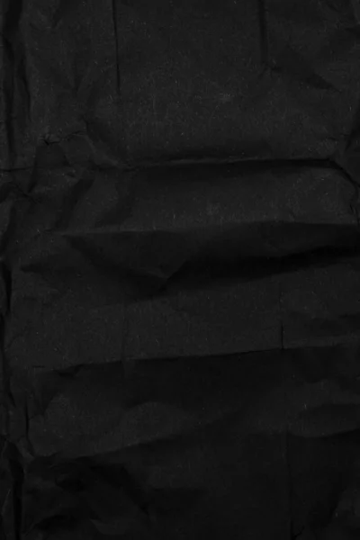 Černá Zmačkaný Papír Textura Pozadí — Stock fotografie