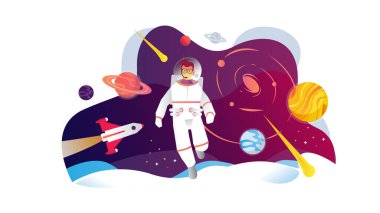 Uzay Astronot Vektörü İllüstrasyonu
