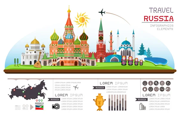 Info Gráficos Viaje Diseño Plantilla Rusia Hito Concepto Vector Ilustración Ilustración de stock