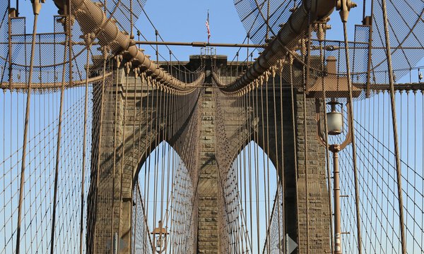 Closeup of Brooklyn Bridge, New York City