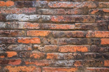 Eski vintage kırmızı tuğla duvar, tahıl doku arka uygulama
