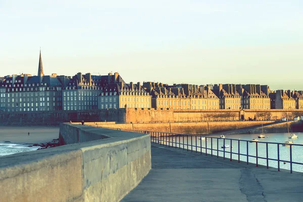 Gran Vista Mañana Ciudad Fortificada Saint Malo Bretaña Francia —  Fotos de Stock