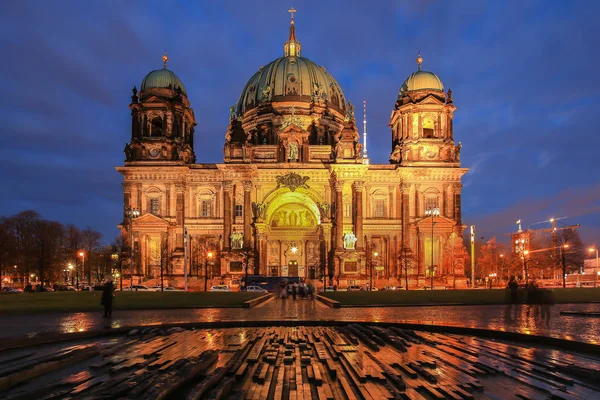 Cattedrale Berlino Berliner Dom Notte Berlino Germania — Foto Stock
