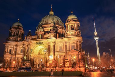 Berlin Cathedral, Berliner Dom gece, Berlin, Almanya