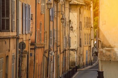 Provence typical city Aix en Provence with old house facade clipart