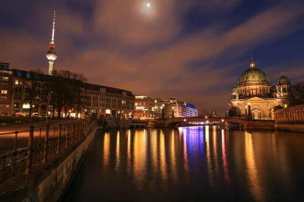 Catedral Berlín Berliner Dom Por Noche Berlín Alemania — Foto de Stock