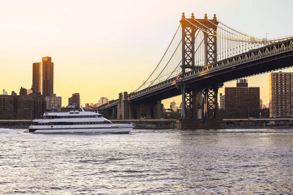 Ponte Manhattan Pôr Sol Nova Iorque — Fotografia de Stock