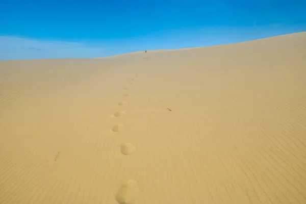 Footsteps Dunes Pyla France — Stock Photo, Image