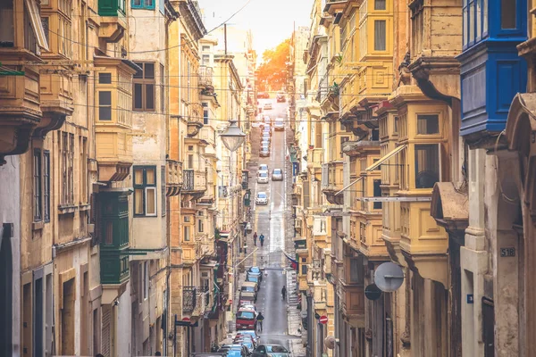 Geleneksel Evleri Valletta Başkenti Şehir Malta Balkonda — Stok fotoğraf