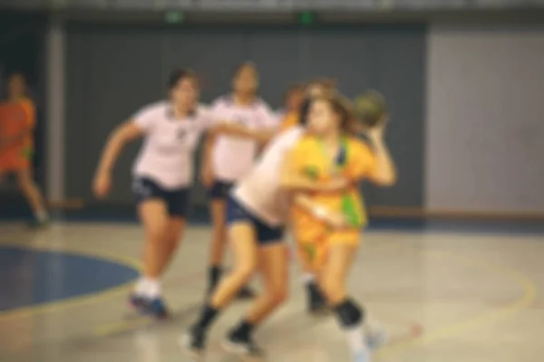 Θολή Εικόνα Των Γυναικών Handball Παίκτες Δράση — Φωτογραφία Αρχείου