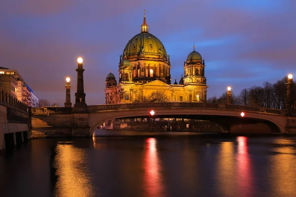 Catedral Berlín Cúpula Berlinesa Por Noche Alemania — Foto de Stock
