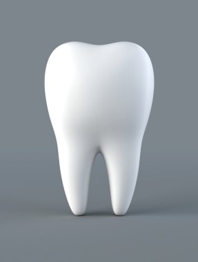 Diş gri arka plan üzerinde 3D çizimi.
