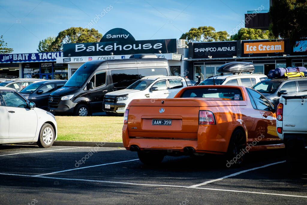 Melbourne, Australia - January 02, 2020: A back view of Holden Magnum SV6 parking near the San Remo beach, General Motor has terminated the production and marketing of Holden brand in Australia and New Zealand