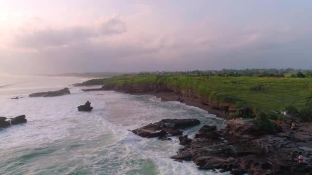 Top view of the coastal ocean of the island of Bali Indonesia 13 — ストック動画