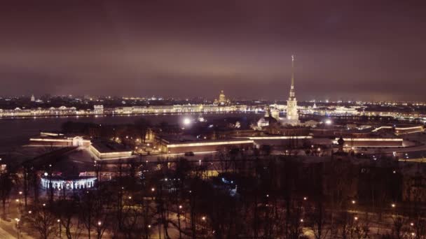 Saint Petersburg Winter Night 15 — Stockvideo