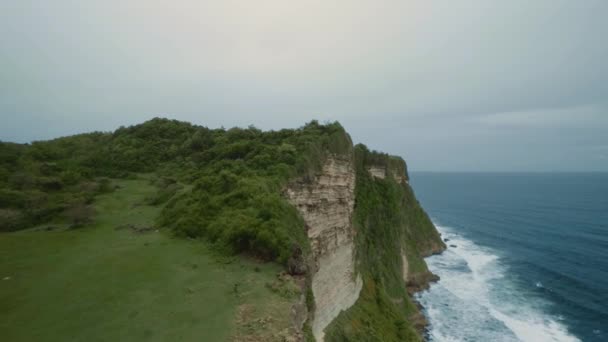 Mocný oceán a nádherné pobřeží 3 Bali Indonésie — Stock video