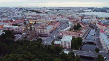 Aerial flight above beautiful Saint-Petersburg Russia 107