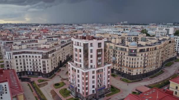 Летный полет над красивым Санкт-Петербургом Россия 79 — стоковое видео