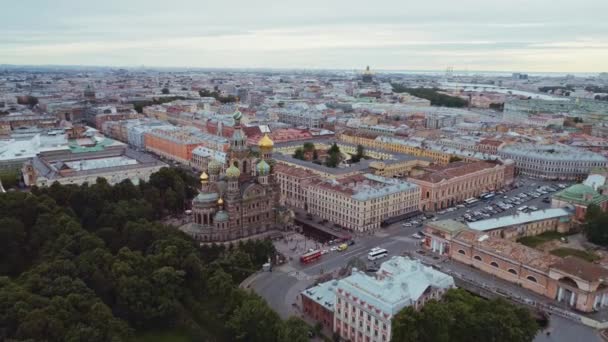 Volo aereo sopra la bellissima San Pietroburgo Russia 109 — Video Stock